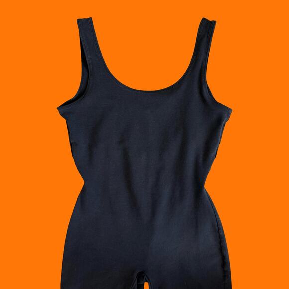 90's vintage black one piece unitard workout romper MEDIUM Gilda Marx - Picture 3 of 6